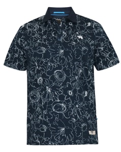 D555 Roland AO Abstract Printed Pique Polo Shirt Navy